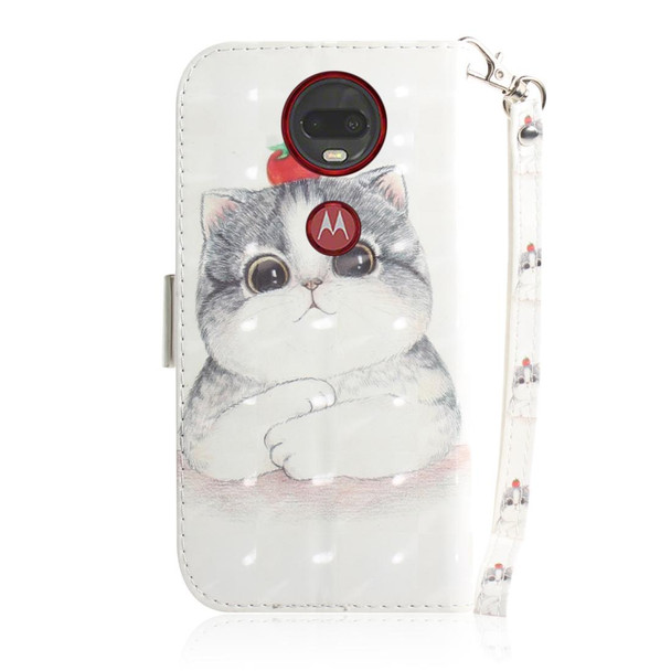 3D Painting Pattern Coloured Drawing Horizontal Flip Leatherette Case with Holder & Card Slots & Wallet - Motorola Moto G7 / Moto G7 Plus(Cute Cat)