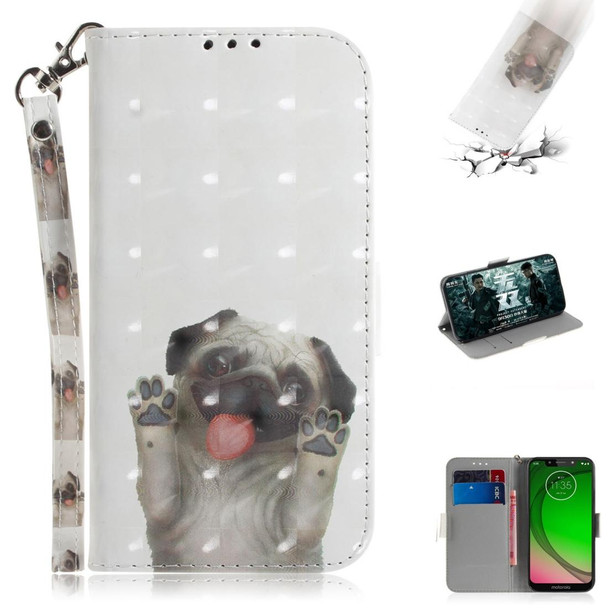 3D Painting Pattern Coloured Drawing Horizontal Flip Leatherette Case with Holder & Card Slots & Wallet - Motorola Moto G7 Play(Pug)