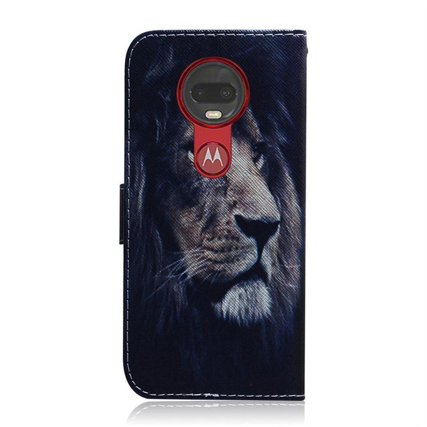 Lion Pattern Coloured Drawing Horizontal Flip Leather Case for Motorola Moto G7 / Moto G7 Plus, with Holder & Card Slots & Wallet