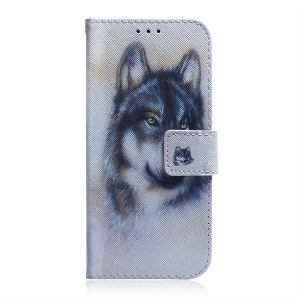 White Wolf Pattern Coloured Drawing Horizontal Flip Leather Case for Motorola Moto G7 / Moto G7 Plus, with Holder & Card Slots & Wallet