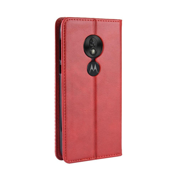 Magnetic Buckle Retro Texture Horizontal Flip Leather Case for Motorola Moto G7 Play (US Version), with Holder & Card Slots & Wallet (Red)