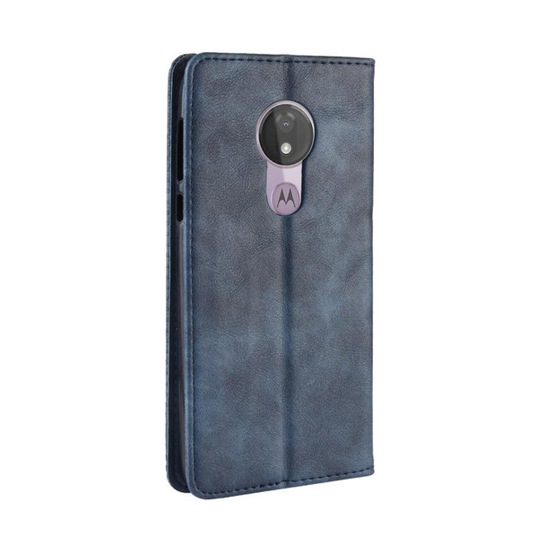 Magnetic Buckle Retro Texture Horizontal Flip Leather Case for Motorola Moto G7 Power (EU Version), with Holder & Card Slots & Wallet (Blue)