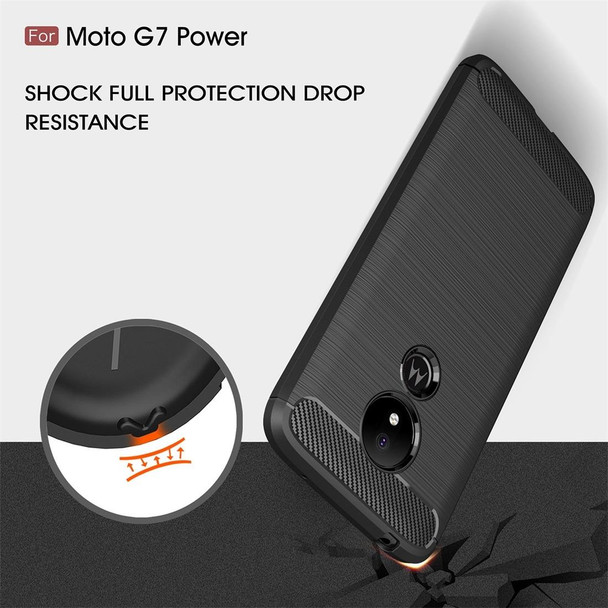 Brushed Texture Carbon Fiber TPU Case for Motorola Moto G7 Power EU Version(Red)