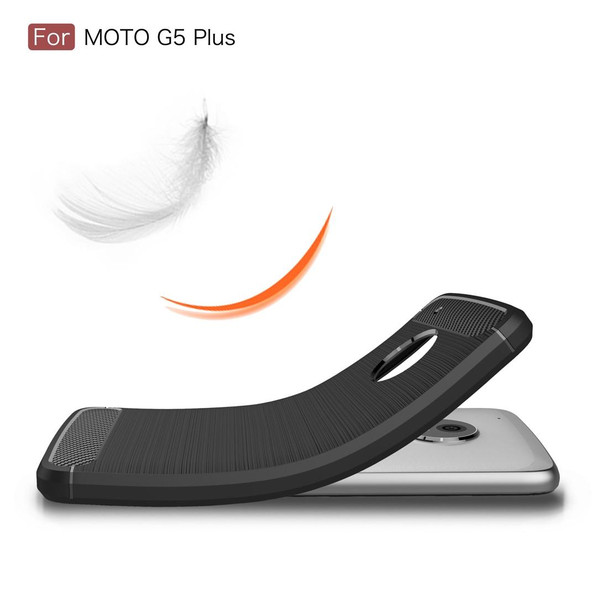 Motorola Moto G5 Plus Brushed Carbon Fiber Texture Shockproof TPU Protective Cover Case(Black)