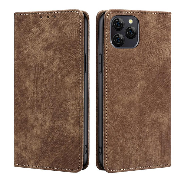 Blackview A95 RFID Anti-theft Brush Magnetic Leatherette Phone Case(Brown)