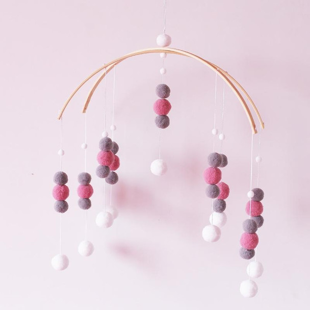 Ball Wind Chime Bed Bell Crib With Children Room Decoration Props Fun Toys, Size: 38x100cm(Bean Pink)