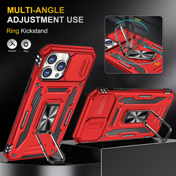 Armor PC + TPU Camera Shield Phone Case - iPhone 14 Pro Max(Red)