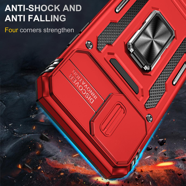 Armor PC + TPU Camera Shield Phone Case - iPhone 14 Pro Max(Red)