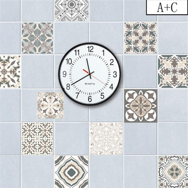 2 PCS Retro Tile Stickers Kitchen Bathroom PVC Self Adhesive Wall Stickers Living Room DIY Decor Wallpaper Waterproof Decoration, Style: Laminating(MZ039 D)