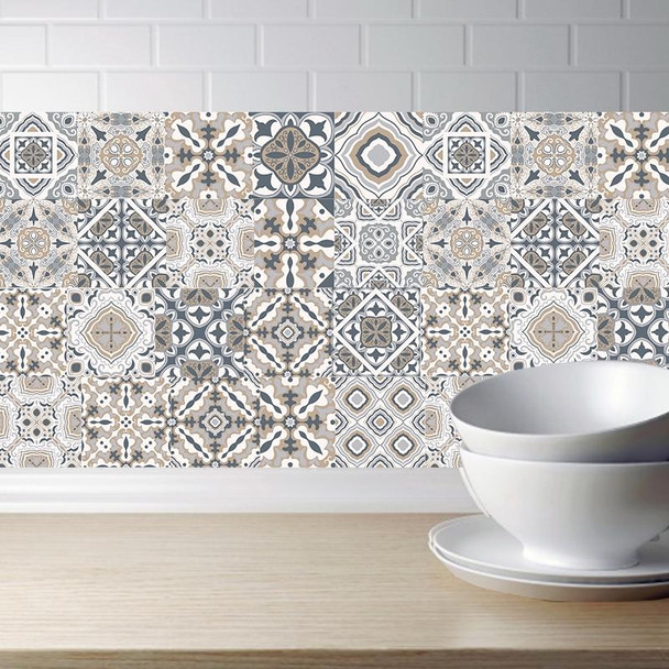2 PCS Retro Tile Stickers Kitchen Bathroom PVC Self Adhesive Wall Stickers Living Room DIY Decor Wallpaper Waterproof Decoration, Style: Laminating, Size: 100x20cm(MZ039 D)