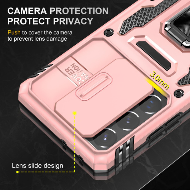 Samsung Galaxy S21 Ultra 5G Armor PC + TPU Camera Shield Phone Case(Rose Gold)