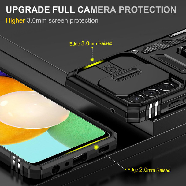 Samsung Galaxy A52 5G/4G Armor PC + TPU Camera Shield Phone Case(Black)