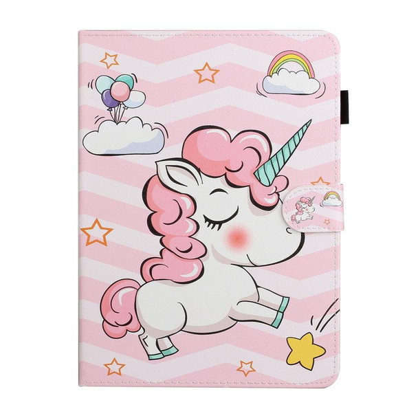 iPad Pro 10.2 2021 / 2020 / 2019 / 10.5 (2019) Colored Drawing Pattern Horizontal Flip PU Leather Case with Holder & Card Slot & Sleep / Wake-up Function(Pink Unicorn)