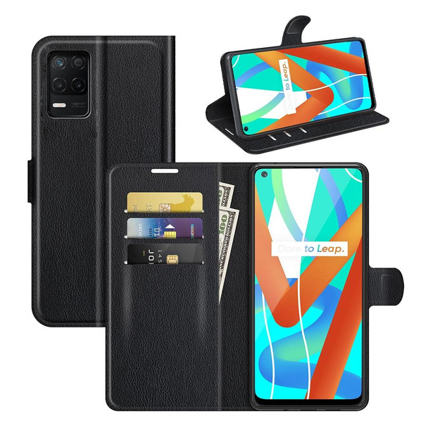 OPPO Realme V13 5G / Realme 8 5G / Q3i 5G / Q3 5G Litchi Texture Horizontal Flip Protective Case with Holder & Card Slots & Wallet(Black)