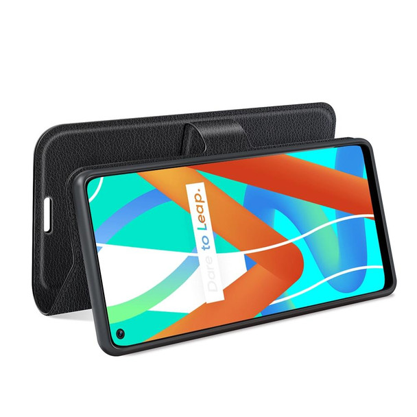 OPPO Realme V13 5G / Realme 8 5G / Q3i 5G / Q3 5G Litchi Texture Horizontal Flip Protective Case with Holder & Card Slots & Wallet(Black)
