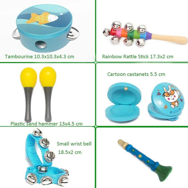 10 in 1 Children Musical Instrument Combination Wooden Early Education Baby Musical Instrument Toys(Boy)