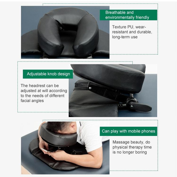 Adjustable Headrest Face Pillow Family Massage Beauty Cradle Rest Pad - Desk(Black Color)