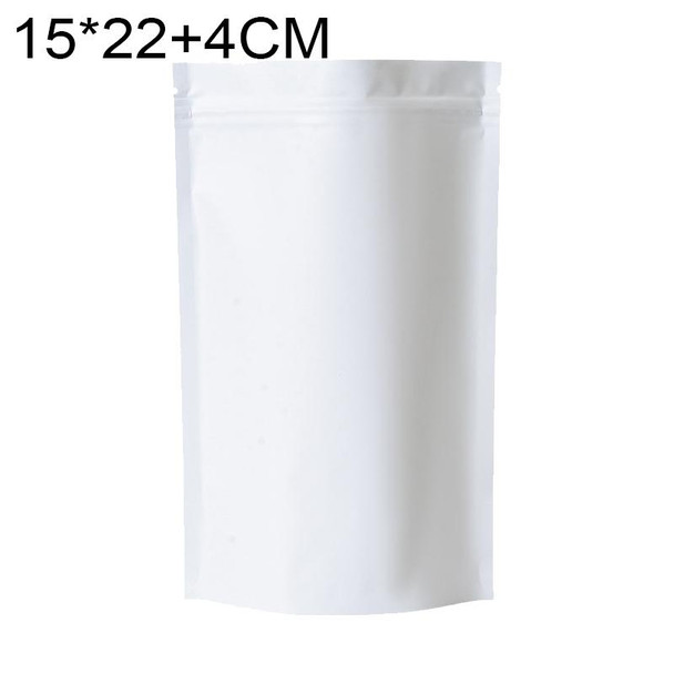 100 PCS/Set Matte Aluminum Foil Snack Stand-up Pouch, Size:15x22+4cm(White)
