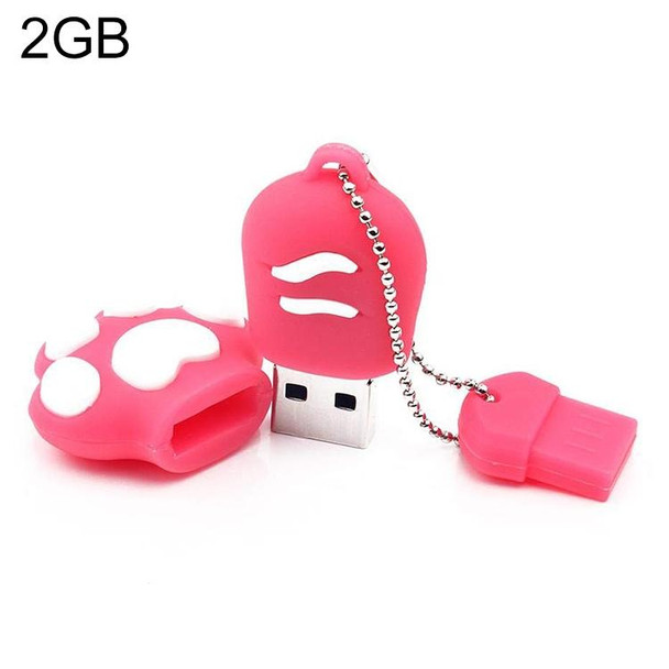 2GB Bear Paw Shaped Silicone USB 2.0 Flash Disk with Anti Dust Cup(Red plum)