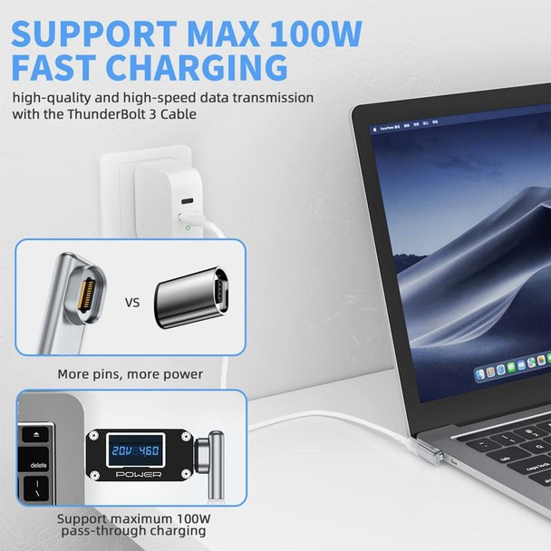 TZ30 PD100W 24Pin Fast Charge Type-C / USB-C Magnetic Elbow Adapter - MacBook Notebook Connector(Silver)