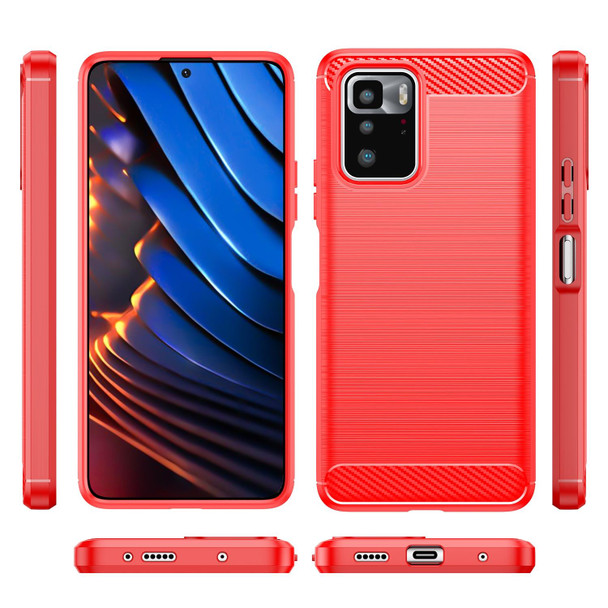 Xiaomi Poco X3 GT Brushed Texture Carbon Fiber TPU Phone Case(Red)