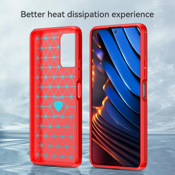 Xiaomi Poco X3 GT Brushed Texture Carbon Fiber TPU Phone Case(Red)