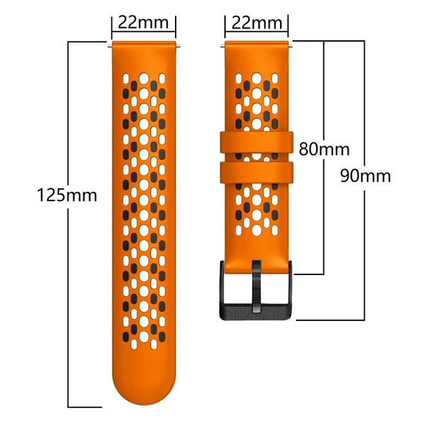 Samsung Gear S3 Frontier 22mm Two-Color Breathable Silicone Watch Band(Black+Orange)