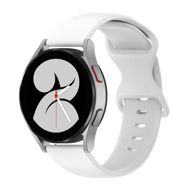 Samsung Galaxy Watch 4 Classic 42mm 20mm Butterfly Buckle Solid Color Silicone Watch Band(White)