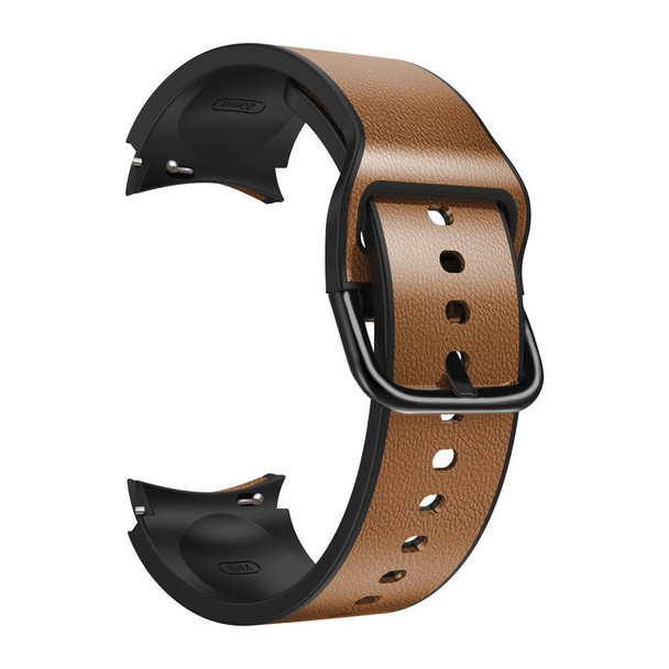 Samsung Galaxy Watch 4 Classic 42mm 20mm Silicone Adhesive Leather Watch Band(Light Brown)