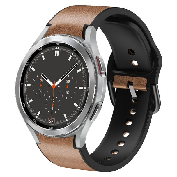 Samsung Galaxy Watch 4 Classic 46mm 20mm Silicone Adhesive Leather Watch Band(Light Brown)