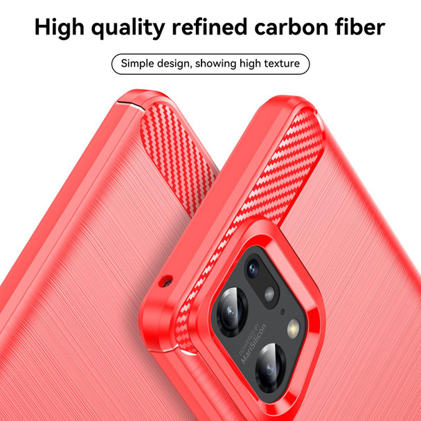 OPPO Find X5 Pro Brushed Texture Carbon Fiber TPU Phone Case(Red)