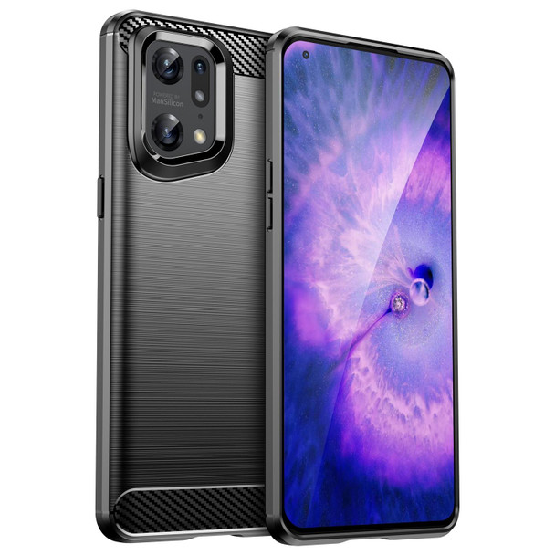 OPPO Find X5 Pro Brushed Texture Carbon Fiber TPU Phone Case(Black)