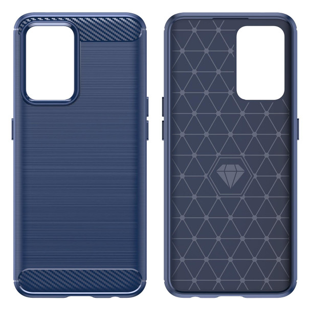 OPPO Reno7 5G Brushed Texture Carbon Fiber TPU Phone Case(Blue)