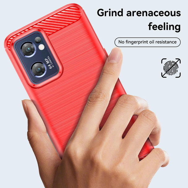 OPPO Find X5 Lite Brushed Texture Carbon Fiber TPU Phone Case(Red)