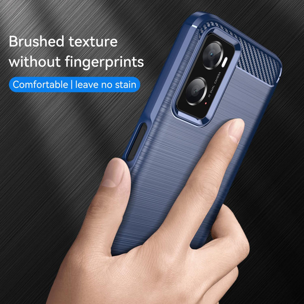 OPPO K10 Brushed Texture Carbon Fiber TPU Phone Case(Blue)