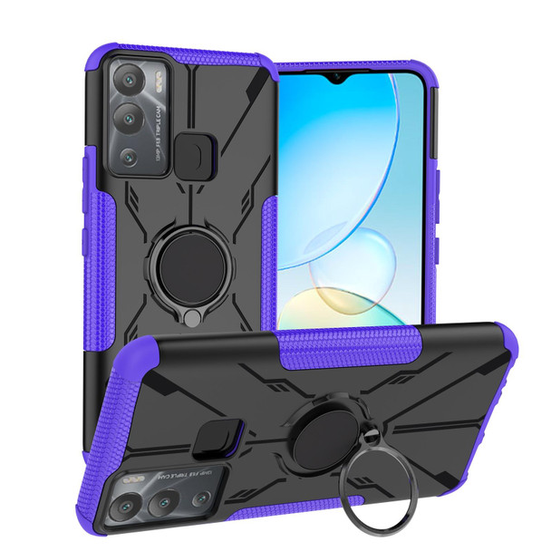 Infinix Hot 12i Armor Bear Shockproof PC + TPU Phone Case with Ring(Purple)