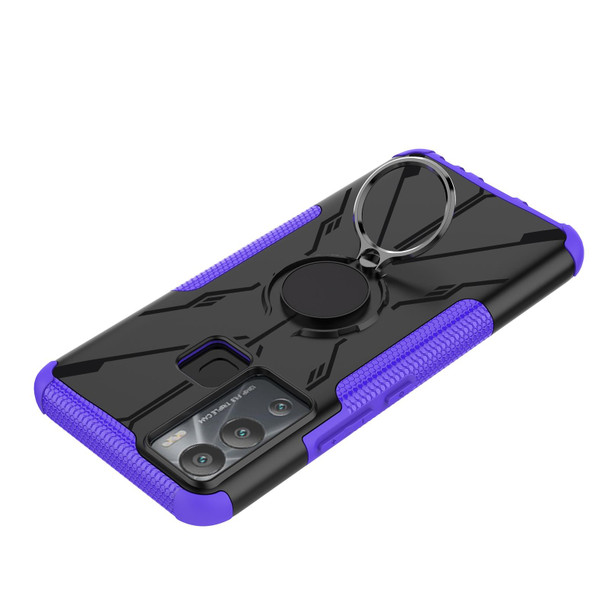 Infinix Hot 12i Armor Bear Shockproof PC + TPU Phone Case with Ring(Purple)