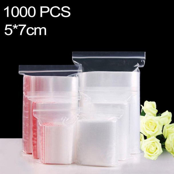 1000 PCS 5cm x 7cm PE Self Sealing Clear Zip Lock Packaging Bag, Custom Printing and Size are welcome