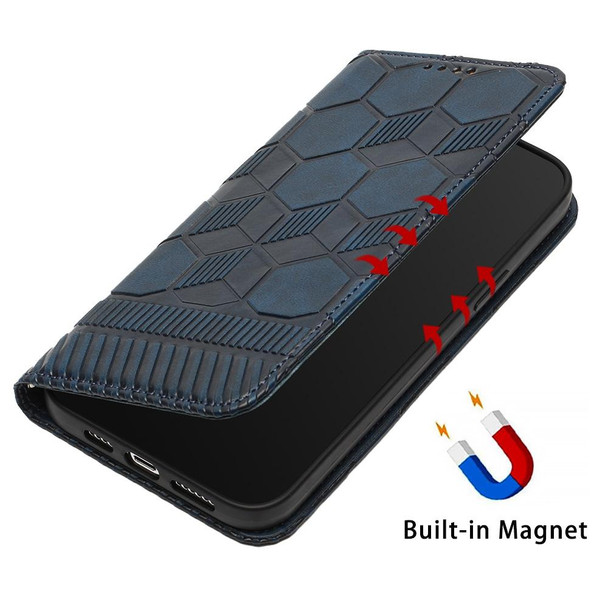 Football Texture Magnetic Leatherette Flip Phone Case - iPhone 13 Pro(Dark Blue)