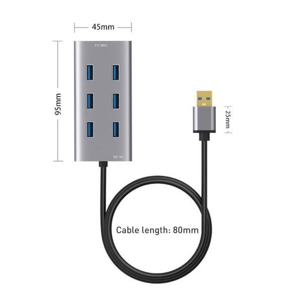 8108 7 Ports USB 3.0 to USB 3.0 HUB, Cable Length: 80cm