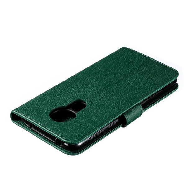 Feather Pattern Litchi Texture Horizontal Flip Leatherette Case with Wallet & Holder & Card Slots - Motorola Moto G7 Power(Green)