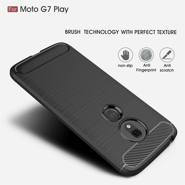 Brushed Texture Carbon Fiber TPU Case for Motorola Moto G7 Play EU Version(Red)