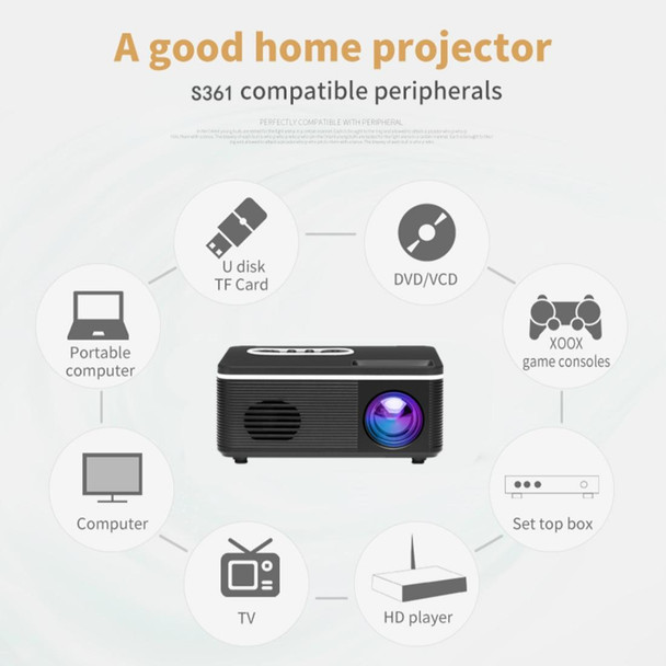 S361 80 Lumens 320 x 240 Pixel Portable Mini Projector, Support 1080P, AU Plug(White)