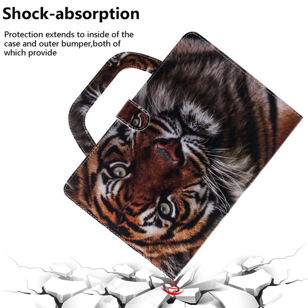 iPad 10.2 / 10.5 / Air 2019 3D Colored Drawing Horizontal Flip Leather Case with Holder & Card Slot & Wallet & Handle(Siberian Tiger)