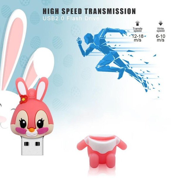 Cartoon Bunny Style Silicone USB 2.0 Flash disk, Special for All Kinds of Festival Day GiftsPink (4GB)