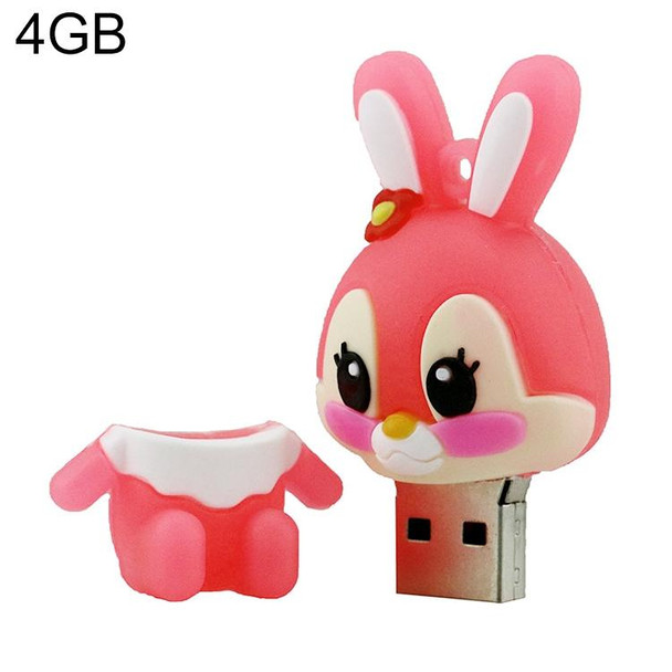 Cartoon Bunny Style Silicone USB 2.0 Flash disk, Special for All Kinds of Festival Day GiftsPink (4GB)