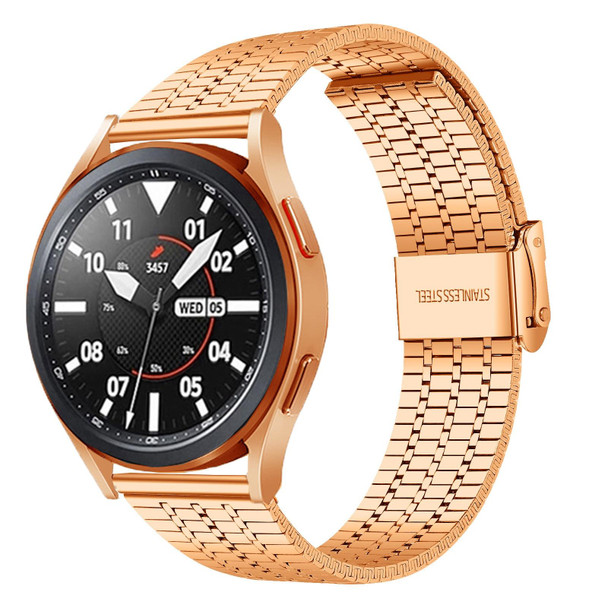 22mm - Samsung Smart Watch Universal Seven-bead Stainless Steel Watch Band(Rose Gold)