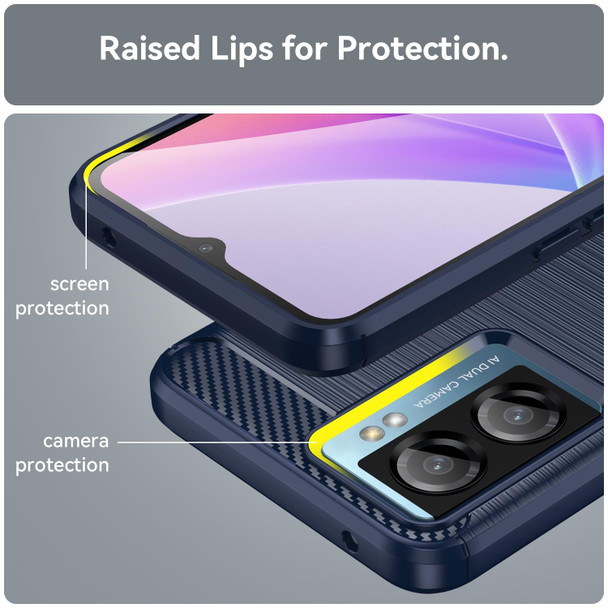 Realme V23 Brushed Texture Carbon Fiber TPU Phone Case(Blue)