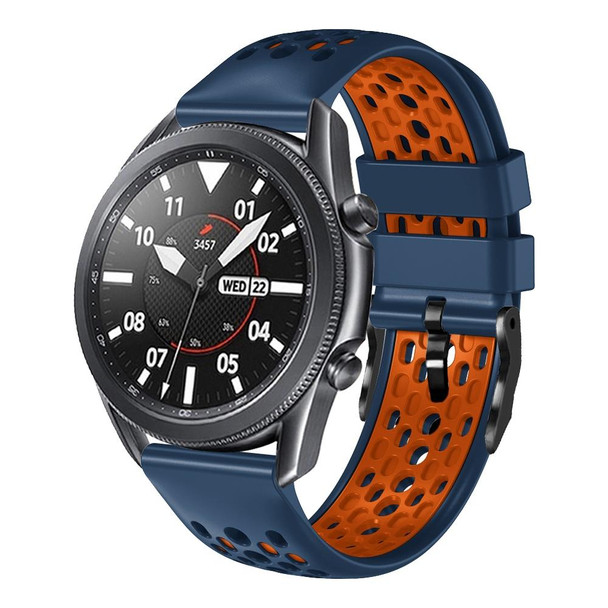 Samsung Gear S3 Classic 22mm Two-Color Breathable Silicone Watch Band(Midnight Blue+Orange)