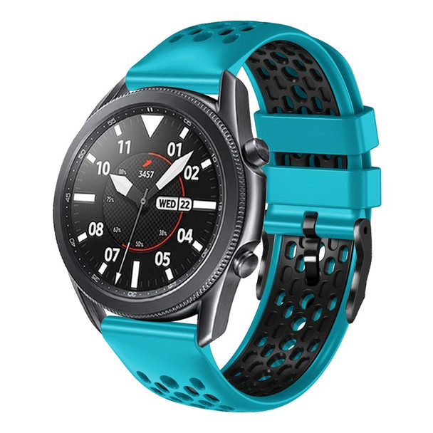 Huawei Watch 3 22mm Two-Color Breathable Silicone Watch Band(Skyblue+Black)